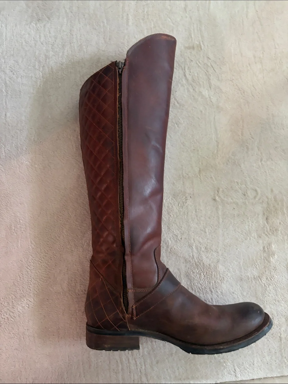 Justin Boots Brown Quilted Over-the-Knee Riding Boots